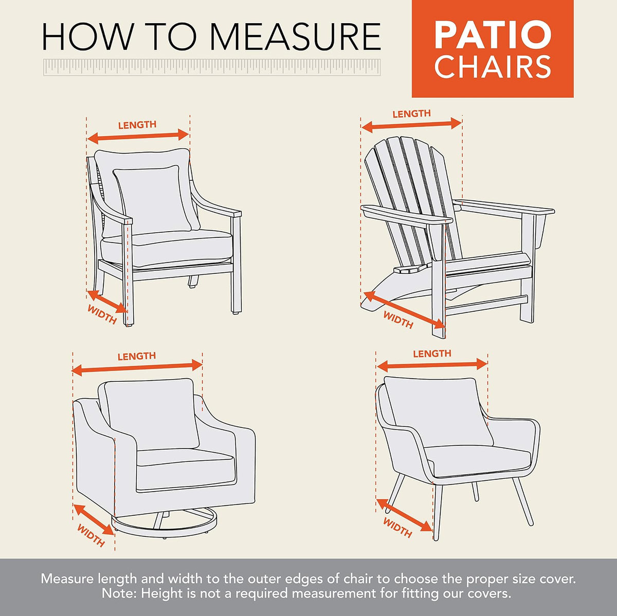MODERN LEISURE Garrison - Funda giratoria para Silla de Patio, Tela Resistente a la Intemperie, protección de Muebles de Exterior, Perfecta para Patio, terraza y Porche, 37.5 Pulgadas de Largo x 39.2