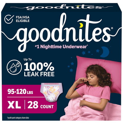 Goodnites Ropa interior nocturna para niñas XL (100 a 150 libras). ), 14 Ct