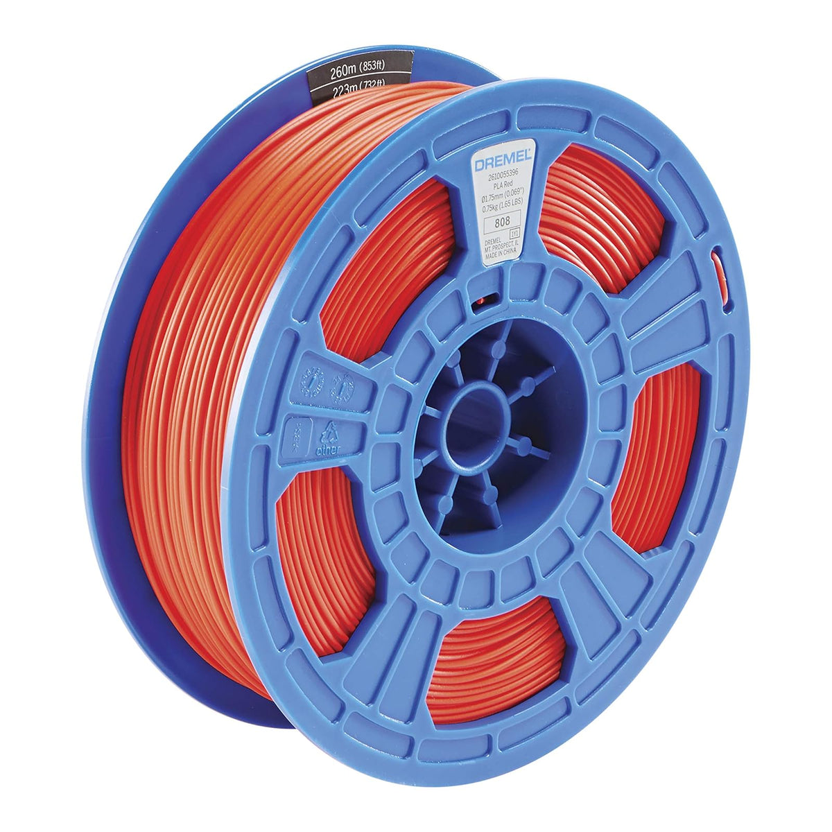 Dremel DigiLab PLA-RED-01 - Filamento para impresora 3D, 1,75 mm de diámetro, peso de carrete de 0,75 kg, color rojo, habilitado para RFID, nueva fórmula y 50% más por carrete