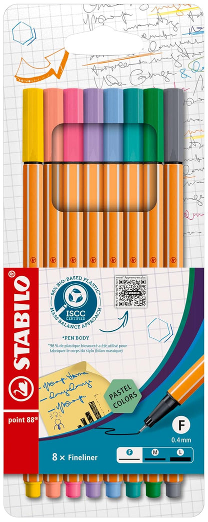 STABILO point 88 - Estuche con 8 colores pastel