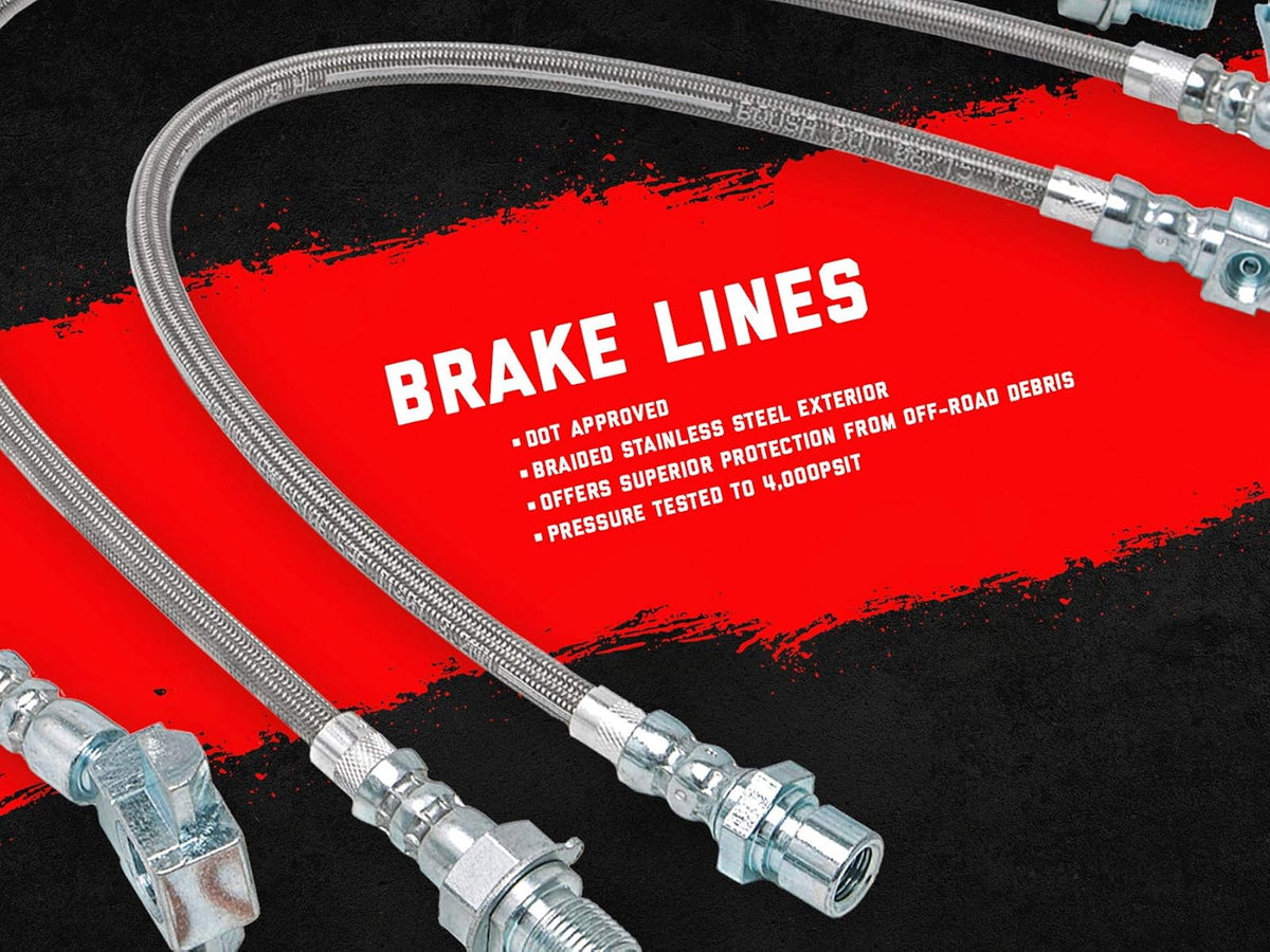Rough Country Líneas de freno delanteras de acero inoxidable para 80-96 F-150/Bronco | 4-6 pulgadas - 89310S