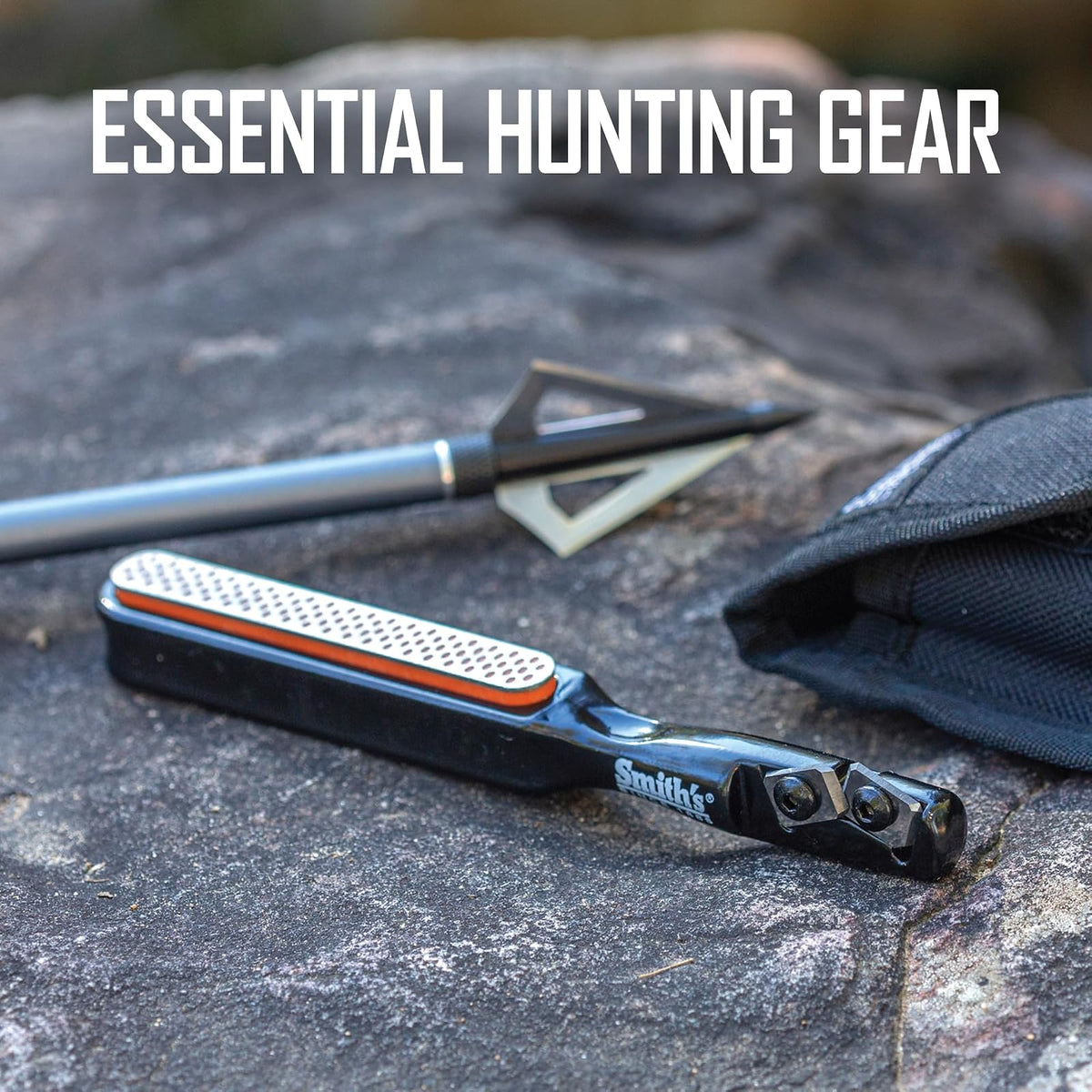 Smith's 50047 Edgesport - Afilador de cuchillo y punta ancha - Afilador portátil - Afilador de herramientas de caza y tiro con arco - Bolsa de transporte - Carburo y piedra de diamante - Afilador de