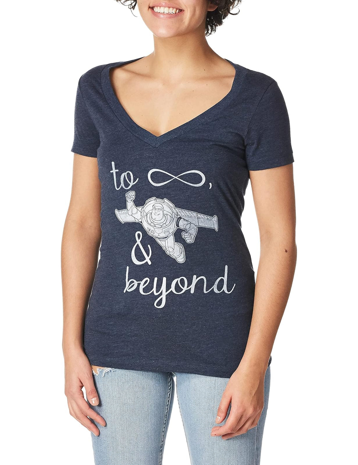 Fifth Sun Toy Story Buzz Lightyear To Infinity and Beyond V-Neck tee CamisaMujer