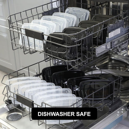 Freshware - Recipientes para preparación de comidas [15 paquetes] 1 compartimento para almacenamiento de alimentos con tapas, caja bento, sin BPA, apilables, aptos para