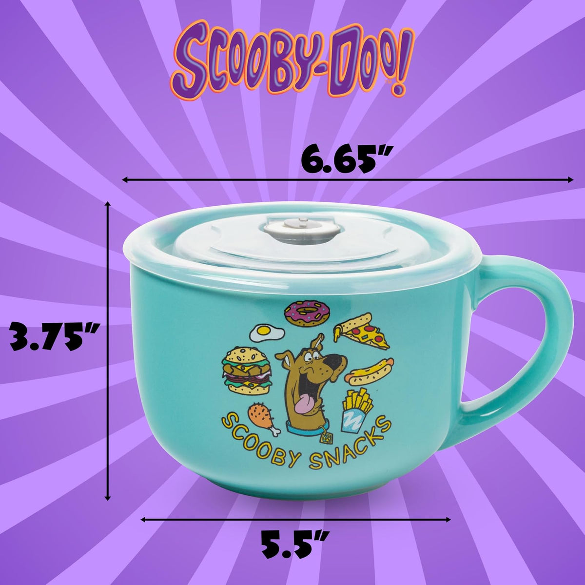 Silver Buffalo Scooby Doo - Taza de cerámica con tapa de plástico con ventilación