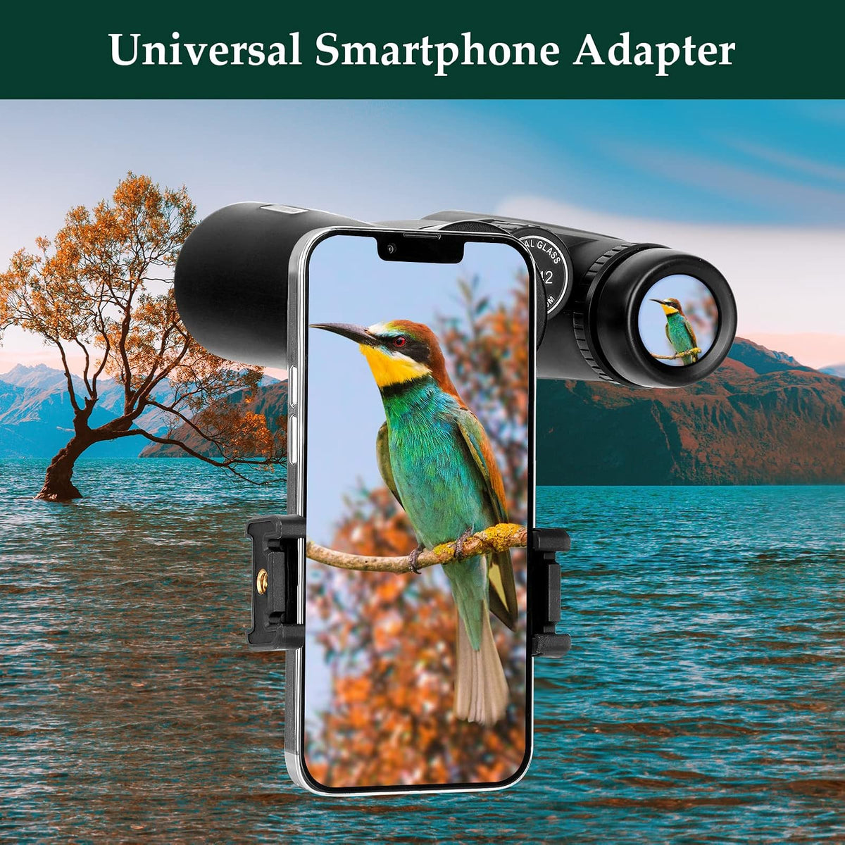 Adorrgon Prismáticos 12x42 HD | Con Adaptador De Teléfono, Trípode Y Adaptador De Trípode, Visión Con Poca Luz, Para Observación De Aves Y Viajes
