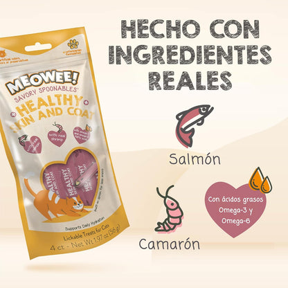 Meowee! Premio para Gato Omega 3 y 6 Piel Sana y Pelaje Brillante 20 pzas