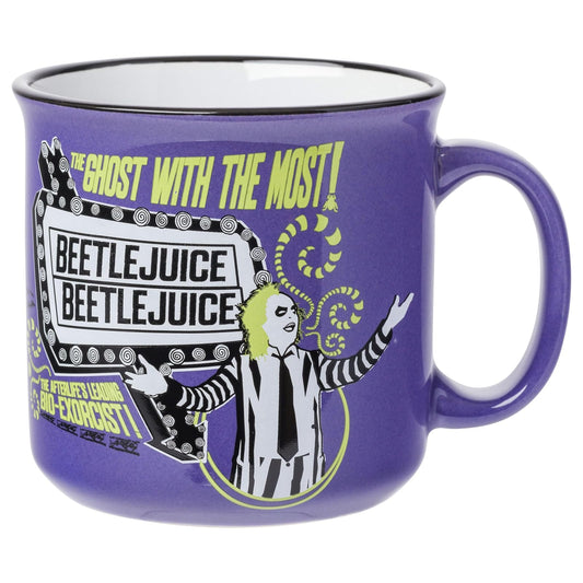 Silver Buffalo Taza de Cerámica Campista 20 OZ | Beetlejuice the Ghost with the Most, the Afterlife Leading Bio-Exorcist