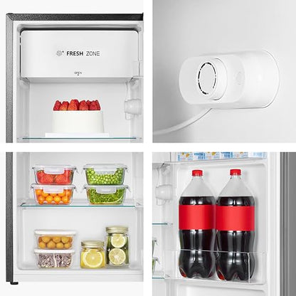 Hisense RR33D6AGX1- Frigobar,3.3 pies cúbicos,Gris | Estantes Para Botellas de 2 Litros, Termostato Ajustable, Congelador Independiente, 48x45x84cm(AnchoxLargoxAlto)