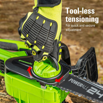 Motosierra de 10" CS24B210 Premium Greenworks de 24 V, incluye cargador y batería