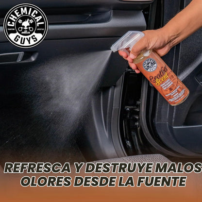 Chemical Guys AIR_102_1602 Ambientador y Eliminador de Olores Leather Scent Premium Aroma Duradero para Automóviles Camiones 2x473ml, Blanco