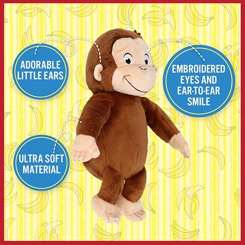 Juguetes de Peluche para niños preferidos por el Curioso Overol George, Juguetes de Peluche Suaves y Lindos Regalos para bebés y niños pequeños y niñas, 8 Pulgadas