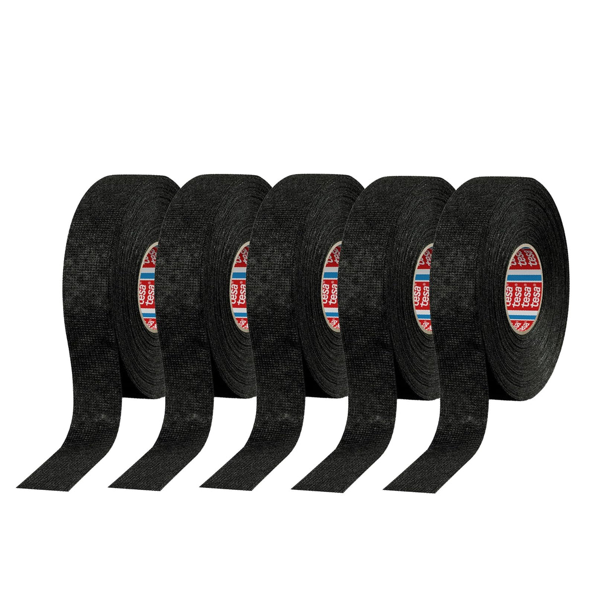 Tesa 51608, cinta adhesiva de tela para telar de cableado de 15 m x 19 mm, paquete de 5 unidades, por Tesa, color negro