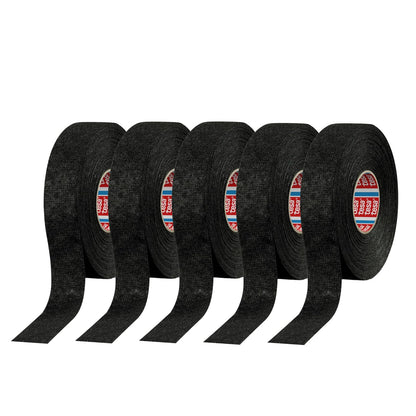 Tesa 51608, cinta adhesiva de tela para telar de cableado de 15 m x 19 mm, paquete de 5 unidades, por Tesa, color negro