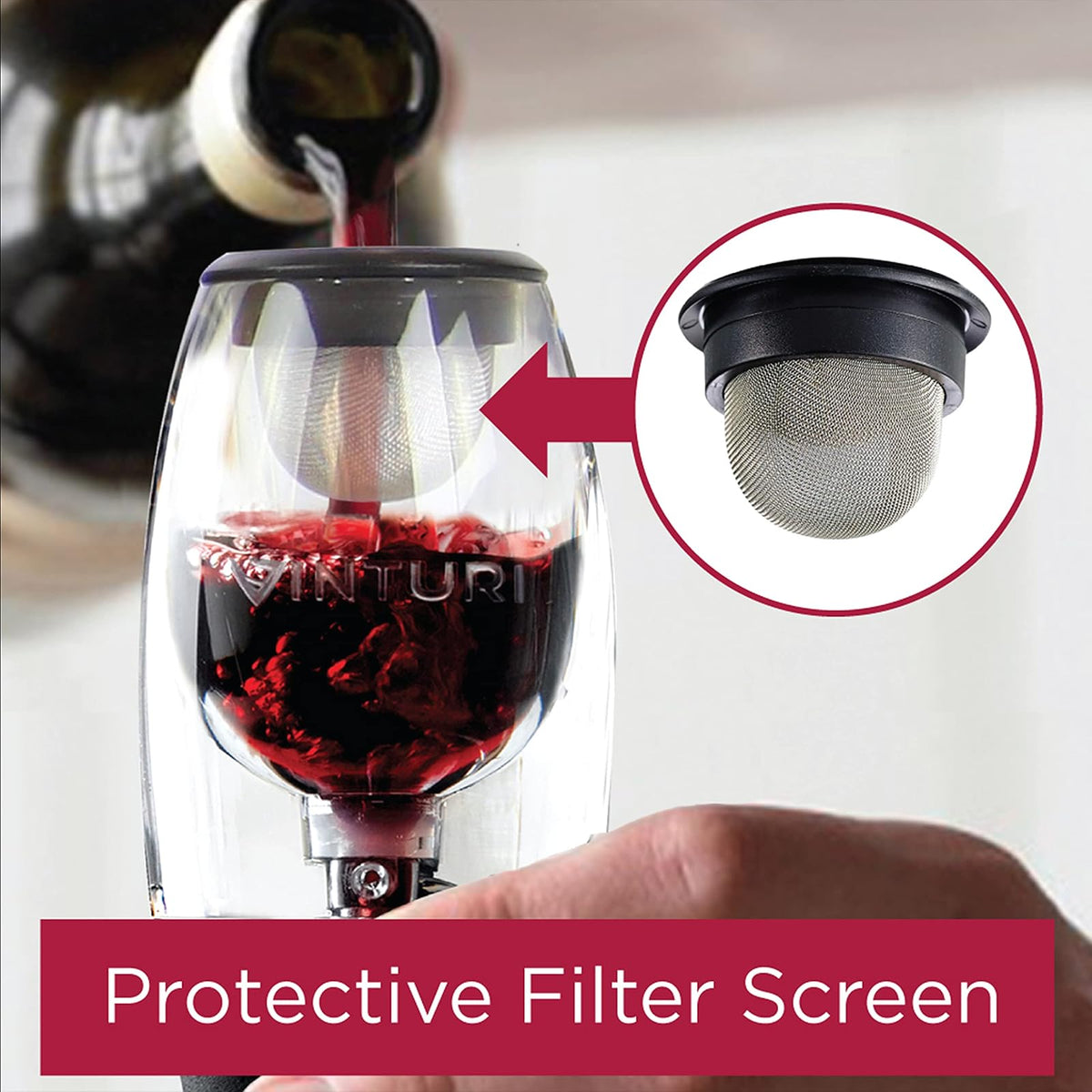 Vinturi Aireador de vino tinto incluye base mejorada sabores con acabado más suave, color negro