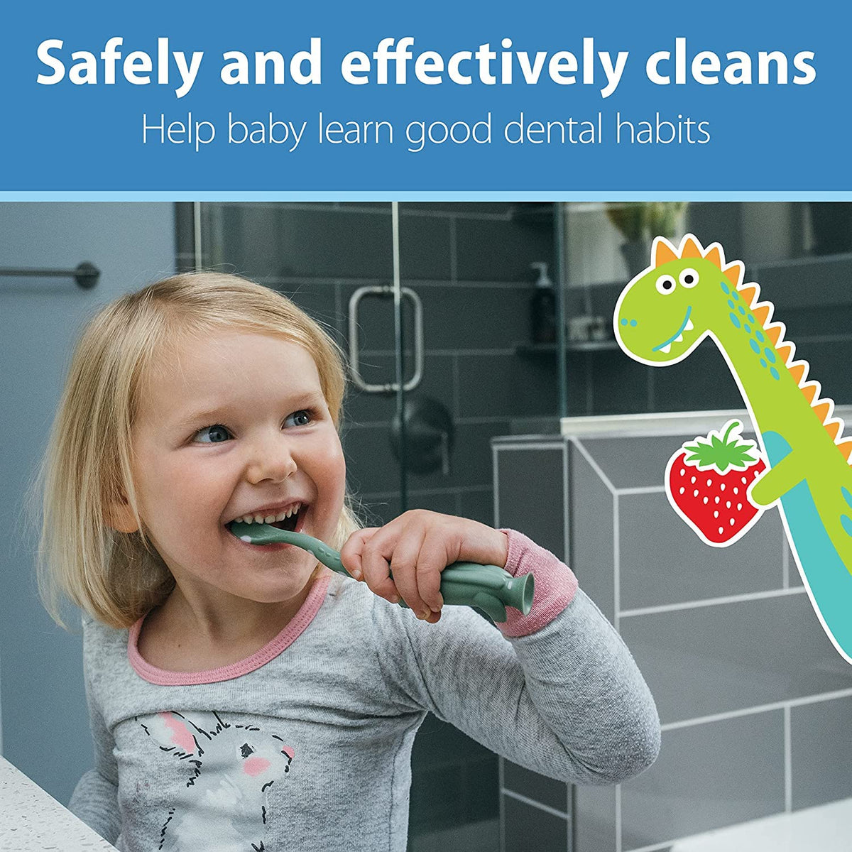 Dr. Brown's - Juego de cepillos de dientes de entrenamiento para bebés con pasta dental para bebés sin flúor, fresa, jirafa, 1.4 onzas, 0-3 años