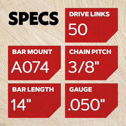 Oregon Barra Y Cadena Advancecut S50 105667 | 14 pulgadas, 50 eslabones, paso 3/8 pulgadas, calibre 0.50
