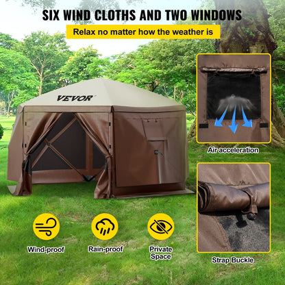 VEVOR - Tienda de campaña con Ventana de Malla, 1.25 x 12 pies, Tienda de campaña desplegable de 6 Lados con Ventanas de Malla, Bolsa de Transporte portátil, estacas de Tierra, Tiendas de campaña