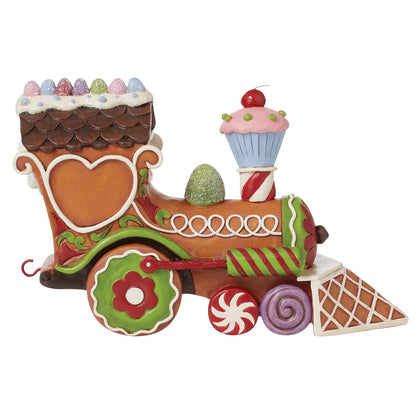Enesco Jim Shore Heartwood Creek Gingerbread Christmas Santa in Train - Figura de Motor de Resina de Piedra Pintada a Mano Coleccionable, Cifras de Papá Noel, Estatua de Navidad para decoración del