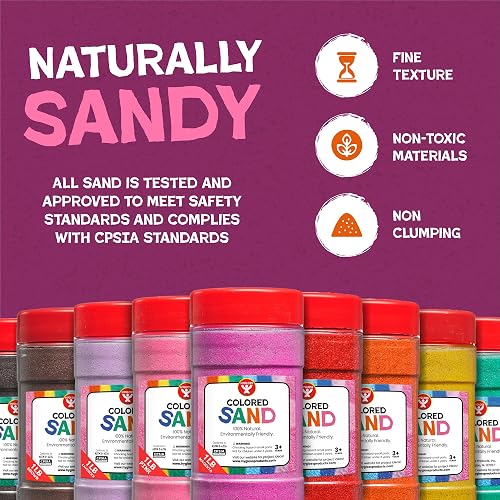 Hygloss - Arena de colores para manualidades, 6 bolsas de colores surtidos, 1 libra vibrante y colorido, kit de arte de arena para niños, actividades de aula para niños de 3, 4, 5, 6, 7, 8, 9, 10, 11
