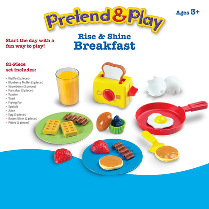 Learning Resources Pretend & Play Rise & Shine Breakfast - 21 Piezas, 3+ años Juegos de Imitacion, Juegos de Cocina de Juguete, Comida de Juguete para niños, Set de Cocina de Juguete