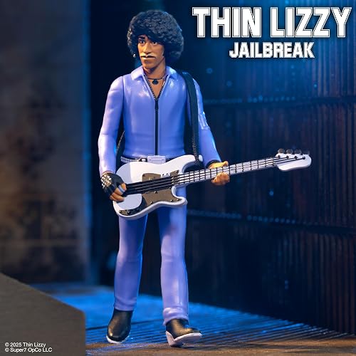 Super7 - Figura de reacción Delgada Lizzy Phil Lynott (Jailbreak) - Figura de acción Delgada Lizzy de 9,53 cm con Accesorio, colección de Rock clásico y Juguetes Retro
