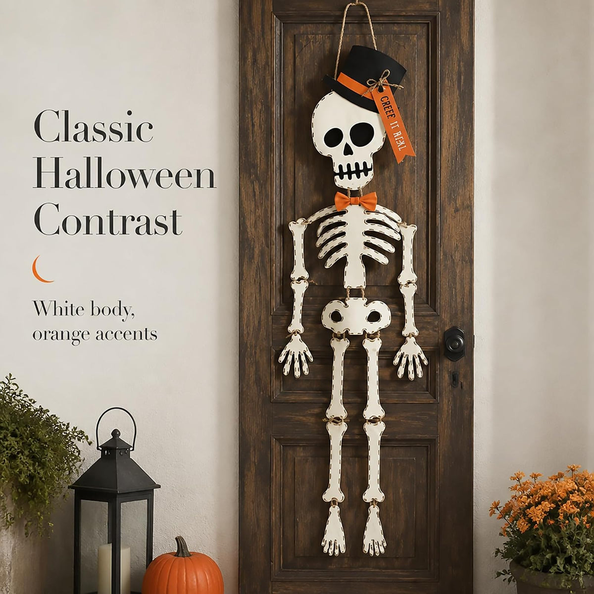 Mud Pie 40060032T - Percha para Puerta de Halloween, 65 Pulgadas, Color Blanco