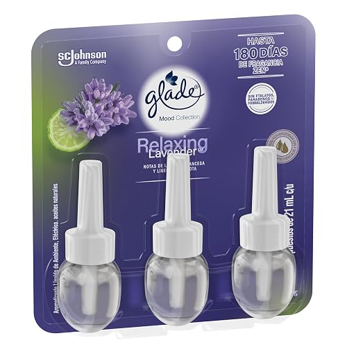 Glade Aromatizante para Hogar Eléctrico Relaxing Lavender, 3 Repuestos 21ml