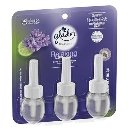 Glade Aromatizante para Hogar Eléctrico Relaxing Lavender, 3 Repuestos 21ml