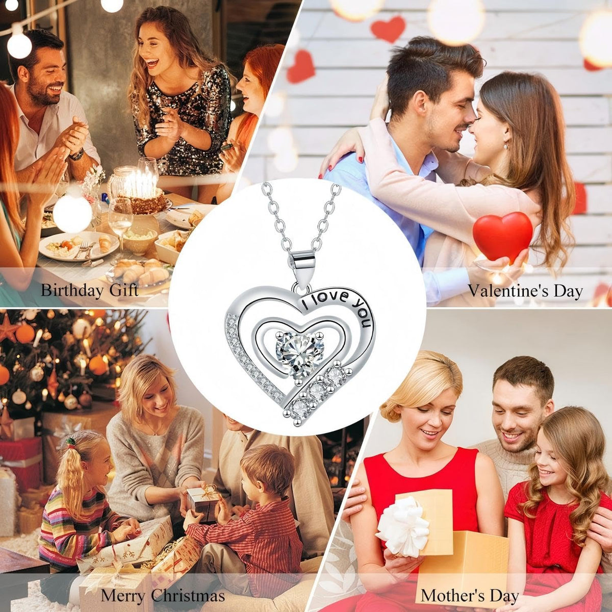 XYPHIELLE Collar de Corazón Blanco para Mujer, Cadena de Acero Inoxidable, Dije Minimalista de Color Blanco, Regalo para Novia Esposa, Ideal para San Valentín Aniversario