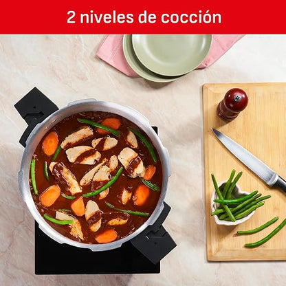 T-fal Olla Express de aluminio, con cinco sistemas de seguridad y fácil limpieza. Excelente opción para crear recetas de manera más rápida, fácil y segura, plateada, 12 L, YL307LA7