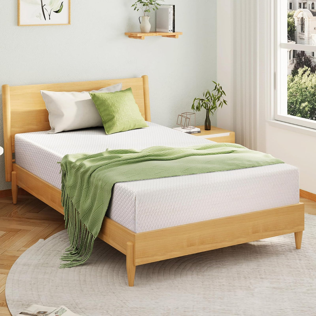 EGOHOME Colchón de Espuma Viscoelástica con Gel de Té Verde para Niños - 8 Inch - Doble