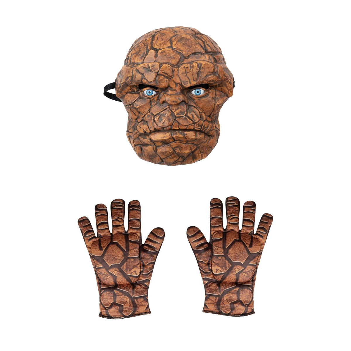 MARVEL The Thing - Disfraz oficial de Halloween para jóvenes, overol acolchado de alta calidad con máscara de plástico y guantes acolchados (M)