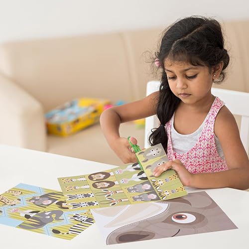 Melissa & Doug Safari Scissor Skills Activity Pad with Child-Safe Scissors – 20 Pages