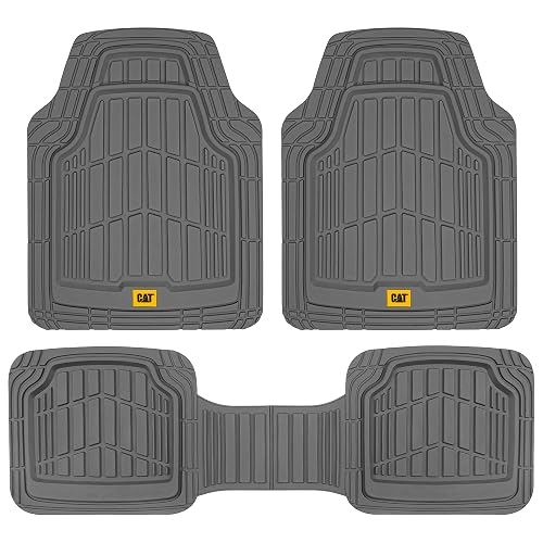 Cat ToughRide - 3 tapetes de Goma para Piso de automóvil, camioneta, Furgoneta y SUV, para Todas Las Estaciones, Estructura Profunda, Color Gris
