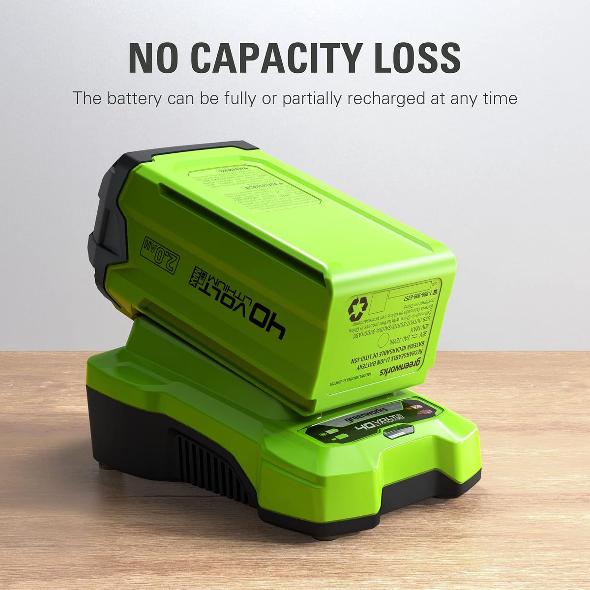 Greenworks - Batería de Iones de Litio de 40 V 2.0 Ah (batería Original 75+ Herramientas compatibles)
