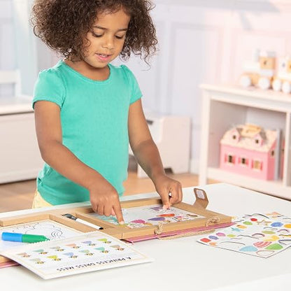 Melissa & Doug Natural Play: Juega-Dibuja-CREA Kit Reutilizable para Dibujo e Imanes – Princesas (54 Imanes, 5 Marcadores de Borrado En Seco) - Materiales Acreditados por el FSC