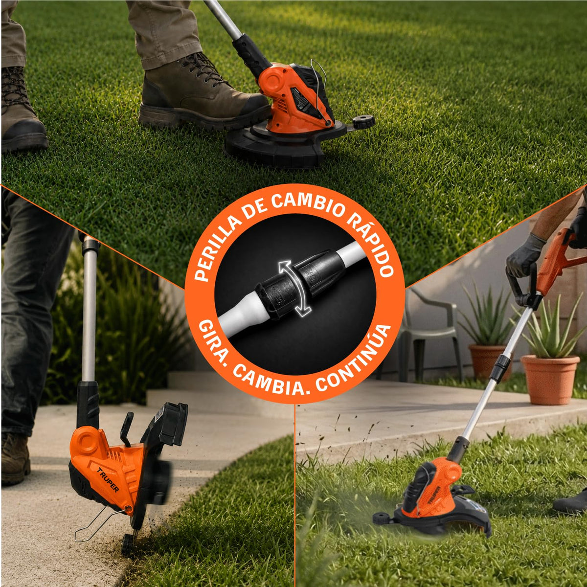 TRUPER DES-550, Desbrozadora eléctrica 550 W Mango D, 13" de Corte