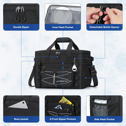 Maelstrom Hielera Portátil 30/40 Latas, Bolsa Térmica Plegable Hermética | Frío 24h hielo, Aislamiento 5 capas, Múltiples bolsillos, Ligera. Ideal Camping, Playa, Senderismo, Kayak, Viajes carreteros