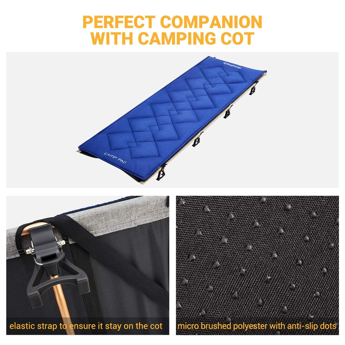KingCamp - Cojín de Dormir para Camping, cómoda y Ligera, más Gruesa, Suave, cálida, Antideslizante, para Camping, Senderismo, 75 x 25 Pulgadas, Color Azul Marino
