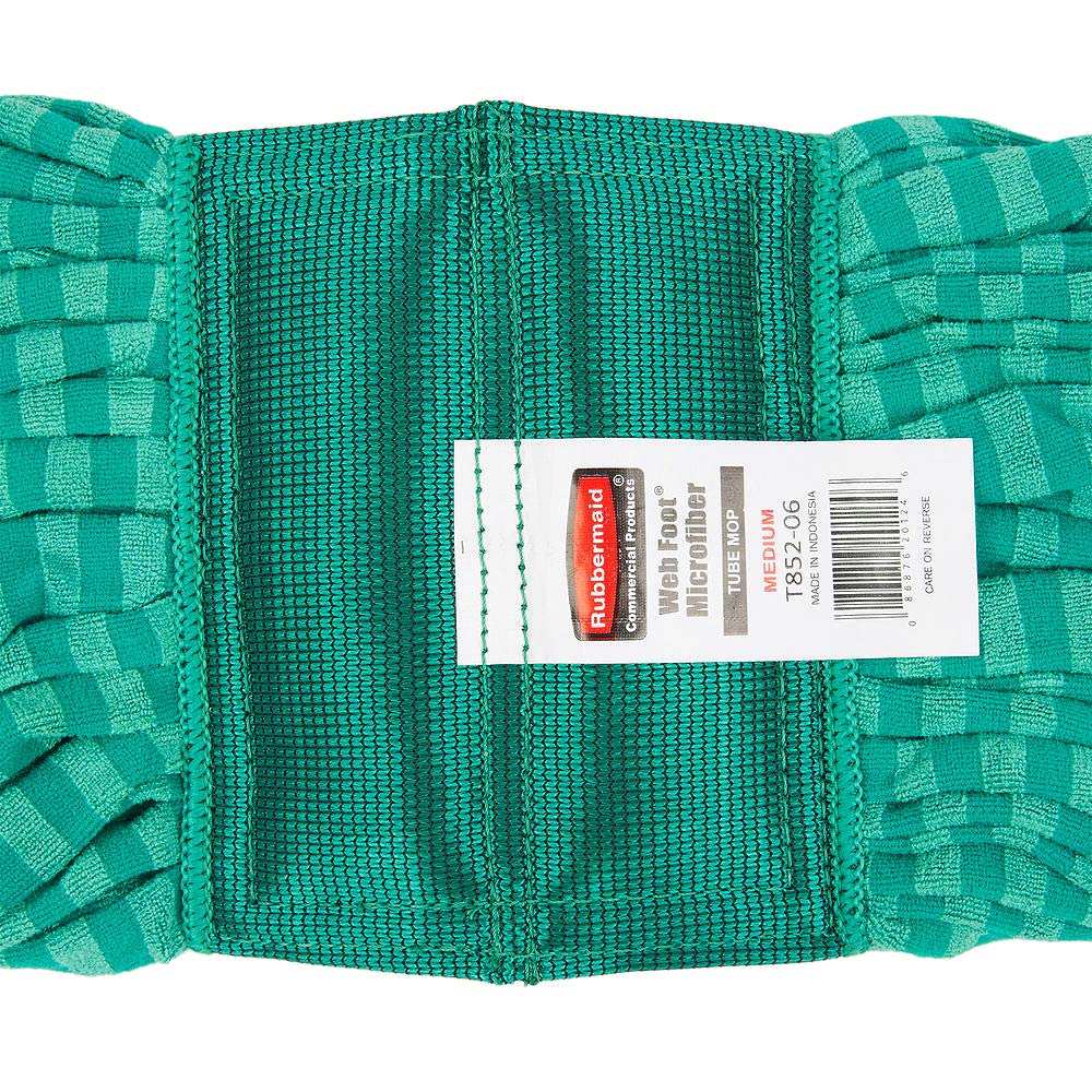 Rubbermaid Commercial Products FGT85206GR00 Cabezal de trapeador de tubo de microfibra (mediano, diadema de 5 pulgadas, verde)