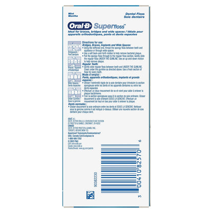 Oral-B Super Floss Mint Dental Floss Pre-Cut Strands 50 ea