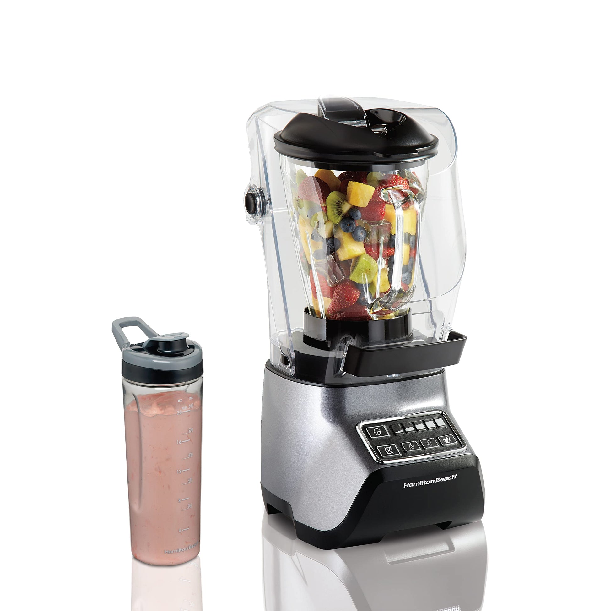 Hamilton Beach 53602 Licuadora Sound Shield 950, 5 velocidades con tarro personal adicional, Acabado acero inoxidable