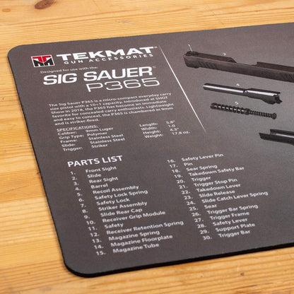 TekMat Tapete de Limpieza para Uso con Sig Sauer P365, Negro (TEK-17-SIGP365)