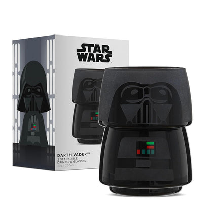JoyJolt - Juego de 2 vasos apilables de Star Wars de 8 onzas Darth Vader con cabeza y cuerpo, divertidos juegos de vasos de cocina o bar para el hogar, regalo de Star Wars