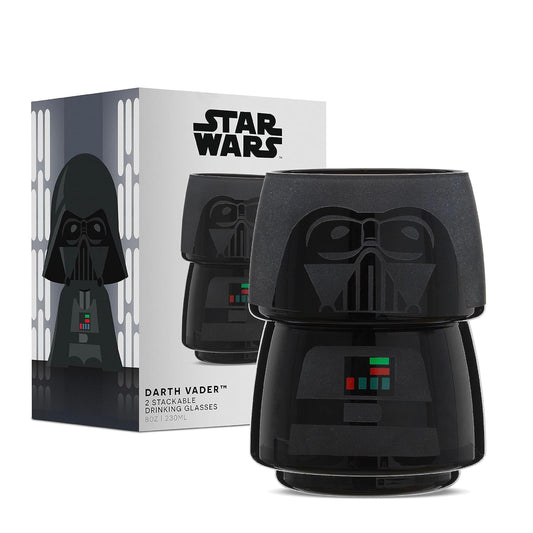 JoyJolt - Juego de 2 vasos apilables de Star Wars de 8 onzas Darth Vader con cabeza y cuerpo, divertidos juegos de vasos de cocina o bar para el hogar, regalo de Star Wars