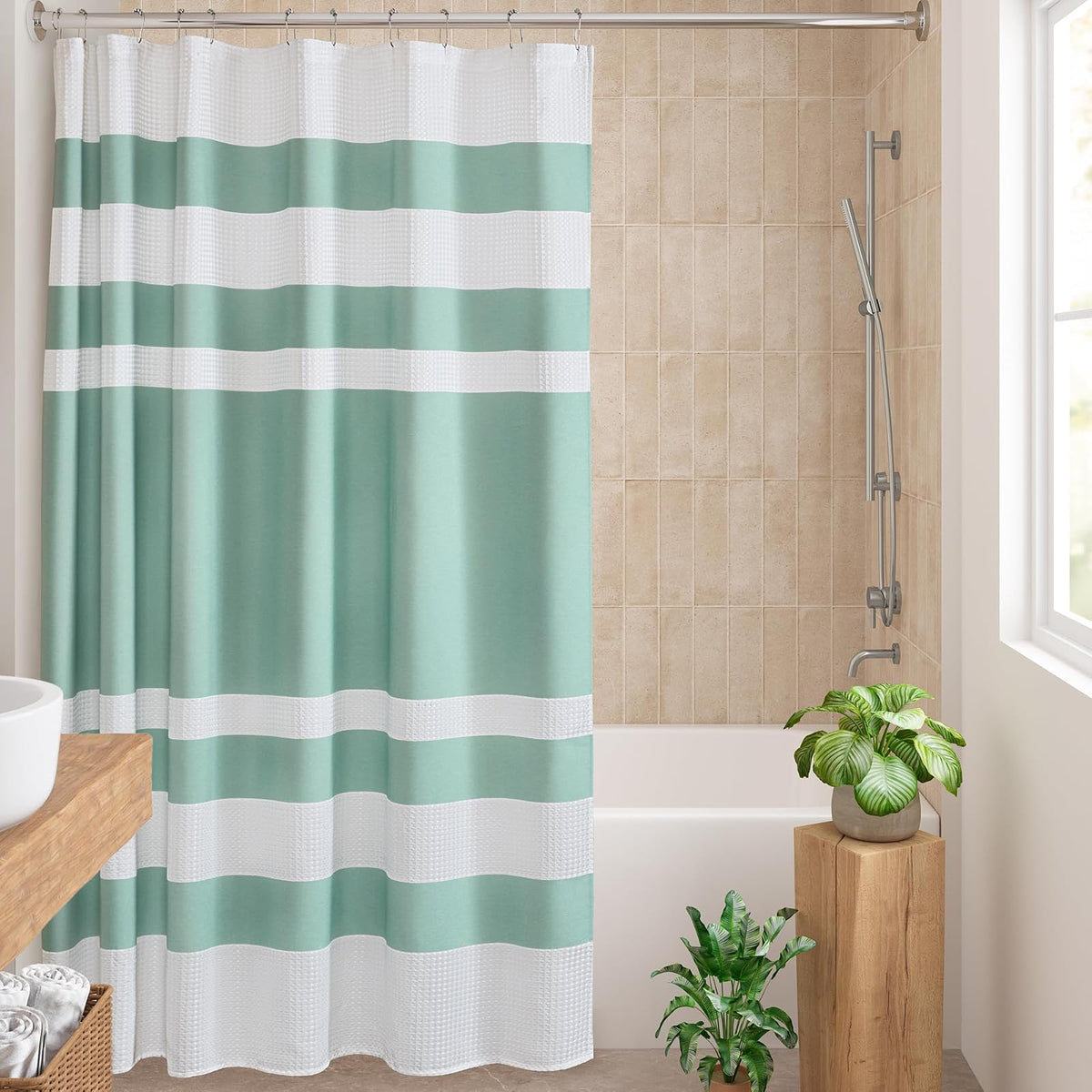 Madison Park MP70-1485 Shower Curtain, Ivory - 182.9An x 182.9Al cm (1 Paneles) - Aqua