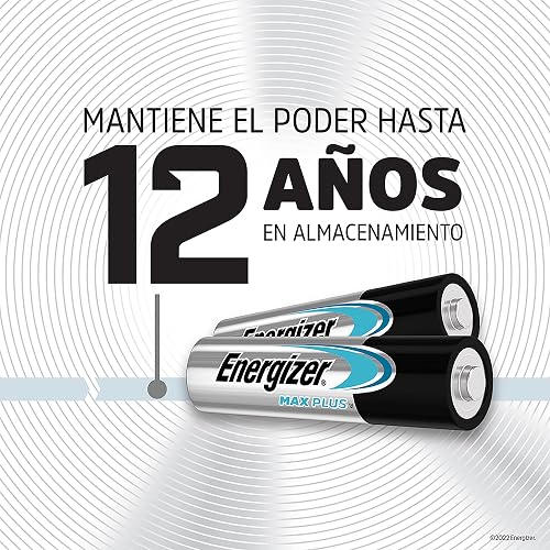 Energizer - Pilas Alcalinas AA, MAX Plus, 1.5V, Paquete de 4 | Vida útil hasta 12 años sin uso, para controles, juguetes y dispositivos de alto consumo, resistentes a fugas