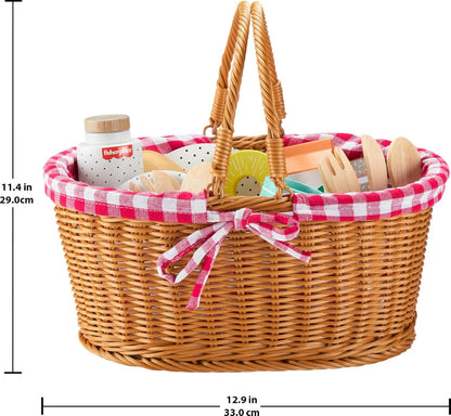 Fisher-Price, Canasta de Picnic de Madera, Juguete para Bebé, 3 Años en Adelante