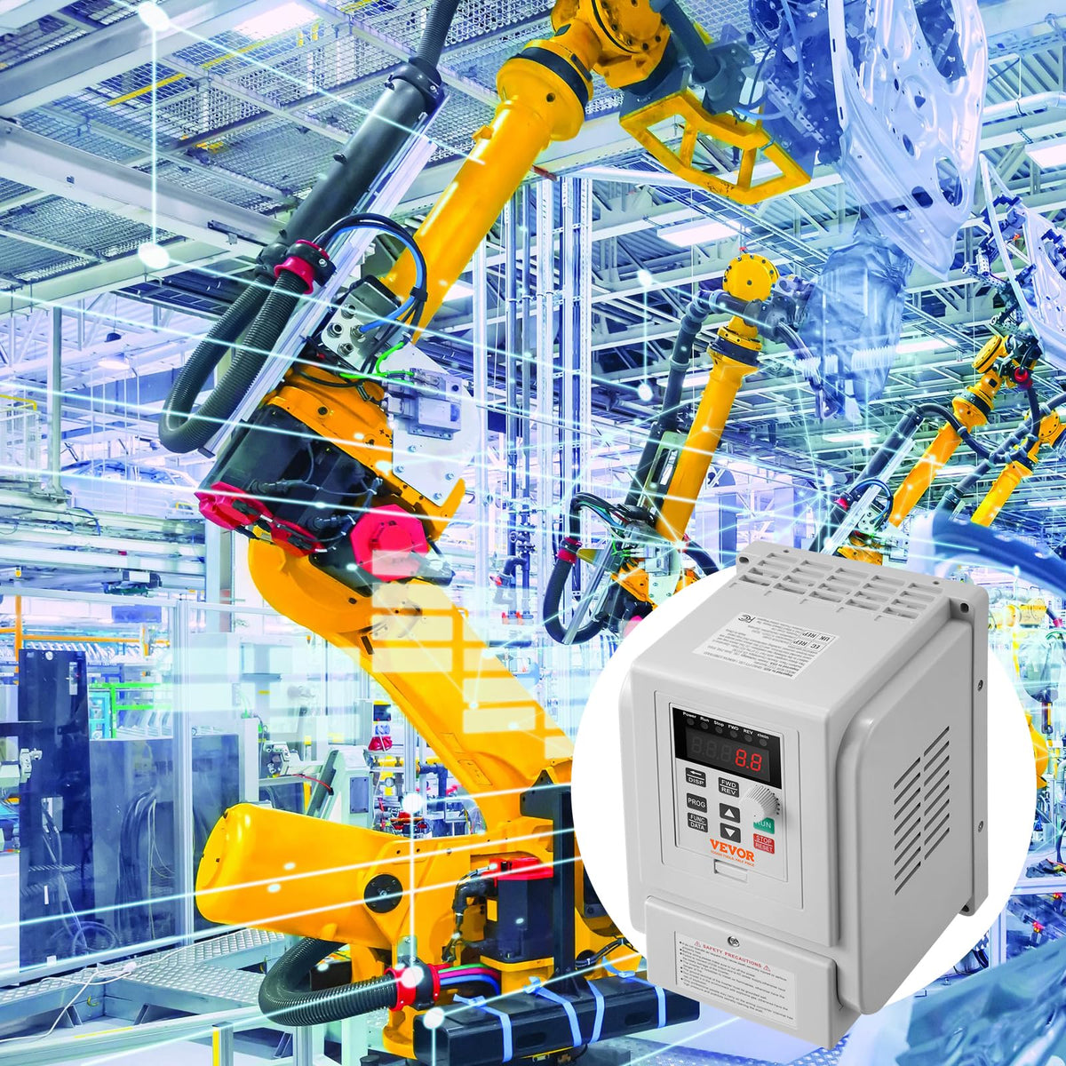 VEVOR VFD 5HP, 4KW, 18A, 1 fase 220V-240V entrada a 3 fases 220V-240V salida variable, 0-400Hz VFD para control de velocidad del motor de CA